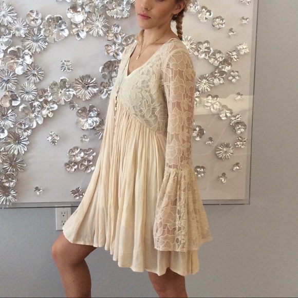 Free People cream long sleeve dress, size S - Picture 2 of 3